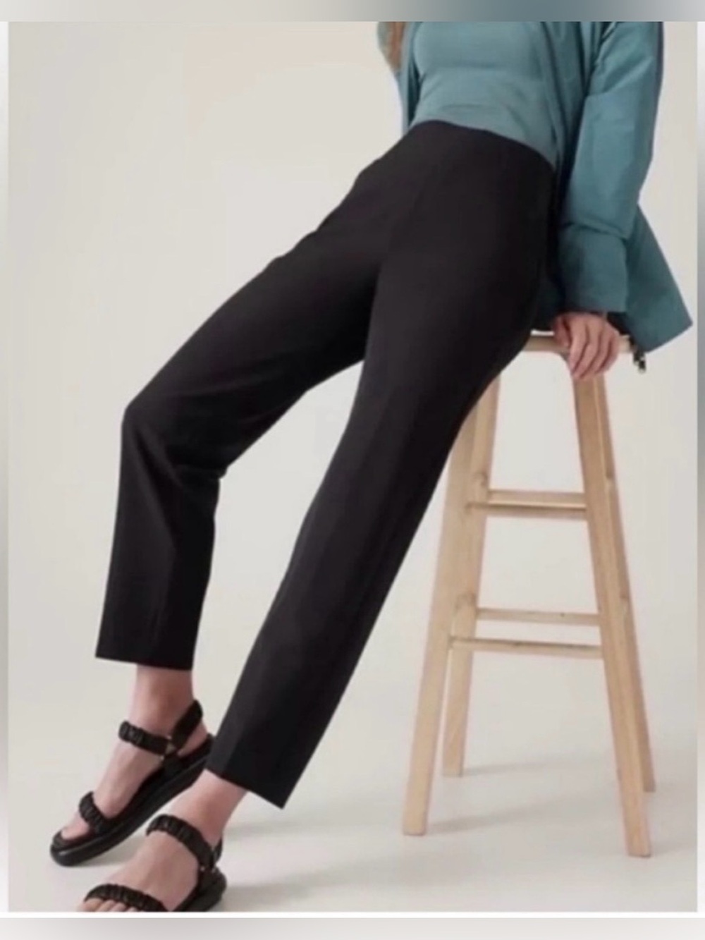Women's Black High-Waist Straight Leg Pants